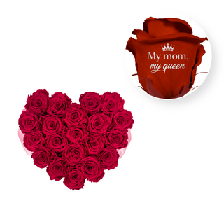My Mom, My Queen - Heart Paper Box (20 Preserved Rose Heads)