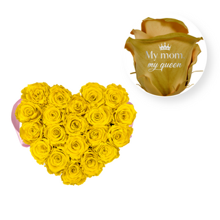 My Mom, My Queen - Heart Paper Box (20 Preserved Rose Heads)