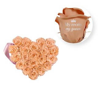 My Mom, My Queen - Heart Paper Box (20 Preserved Rose Heads)