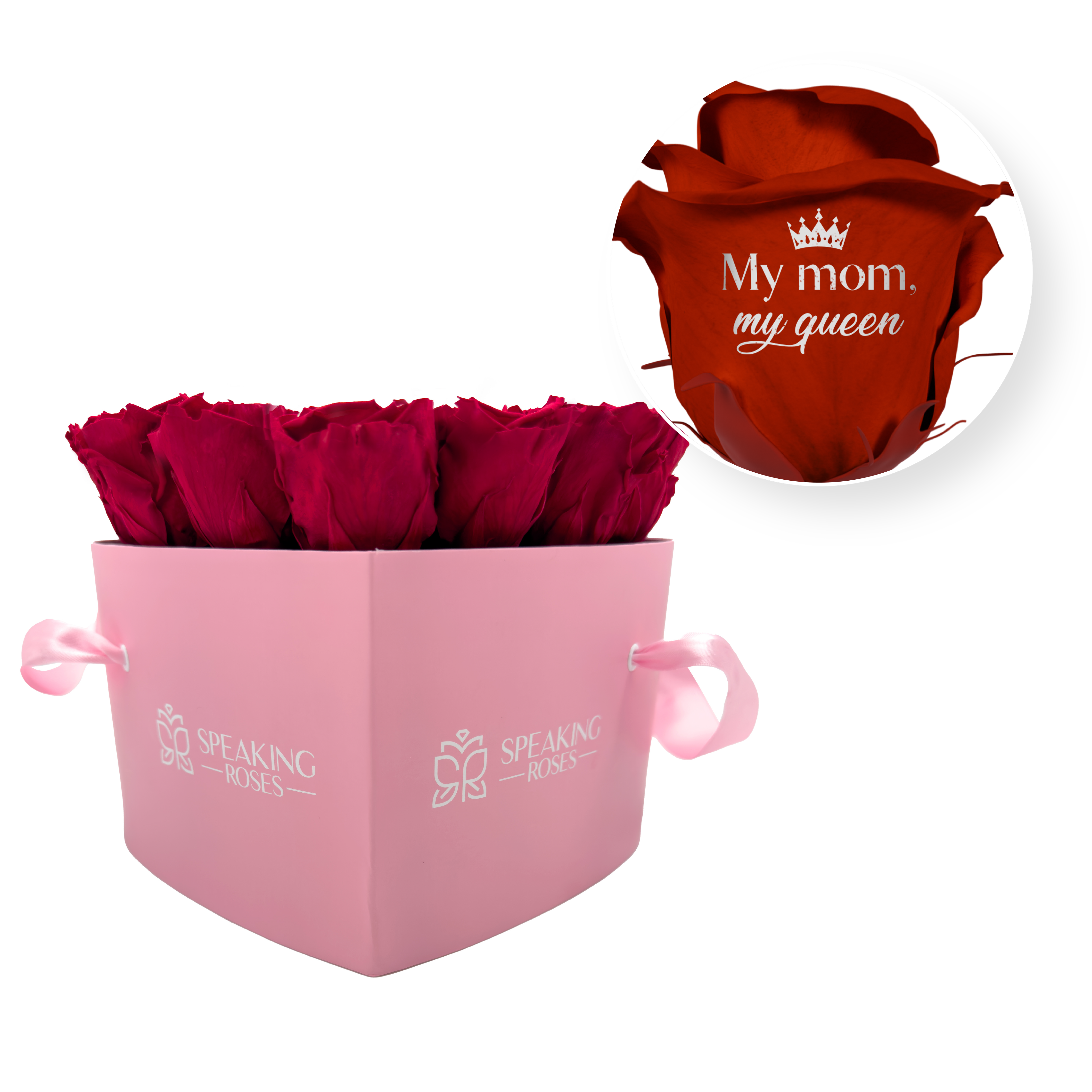 My Mom, My Queen - Heart Paper Box (20 Preserved Rose Heads)