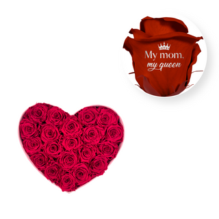My Mom, My Queen - Heart Paper Box (20 Preserved Rose Heads)