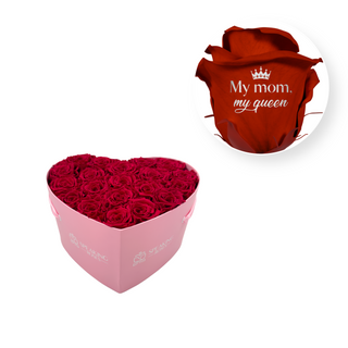 My Mom, My Queen - Heart Paper Box (20 Preserved Rose Heads)