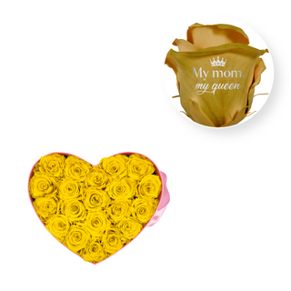My Mom, My Queen - Heart Paper Box (20 Preserved Rose Heads)