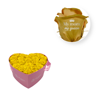 My Mom, My Queen - Heart Paper Box (20 Preserved Rose Heads)