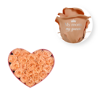 My Mom, My Queen - Heart Paper Box (20 Preserved Rose Heads)