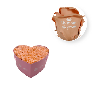My Mom, My Queen - Heart Paper Box (20 Preserved Rose Heads)