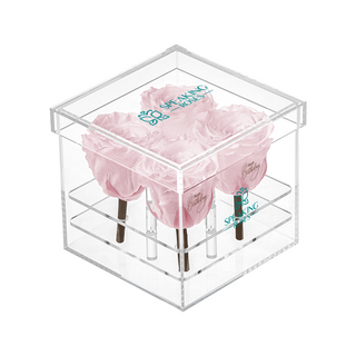 Luxara Cua – Happy Birthday - 4 Personalized Roses - 100% Real (Preserved-Eternal)