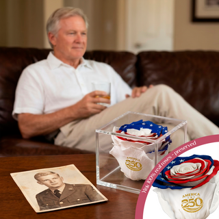 Equoria - America 250 Design- Personalized Rose - 100% Real (Preserved-Eternal)