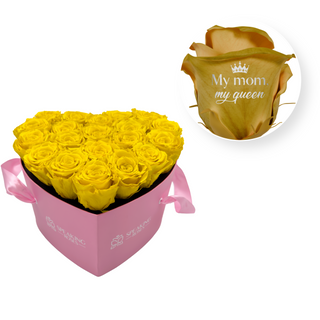 My Mom, My Queen - Heart Paper Box (20 Preserved Rose Heads)