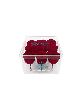 Acrylic Square Box (9 Preserved Rose Stem)