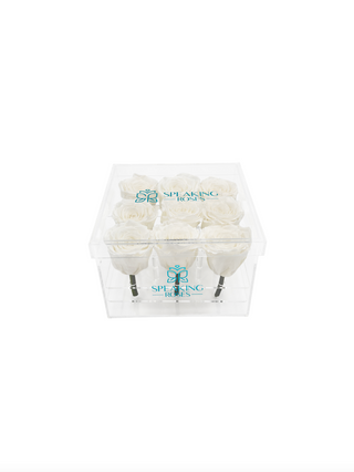 Acrylic Square Box (9 Preserved Rose Stem)