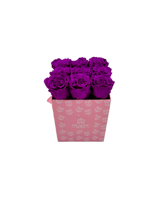 Square Paper Box (9 Preserved Rose Heads)