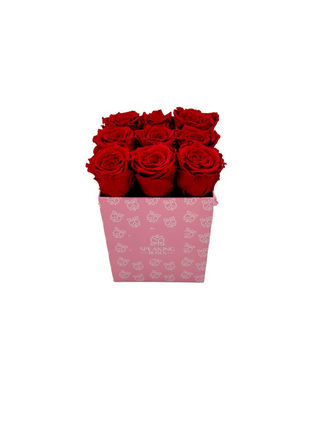 Square Paper Box (9 Preserved Rose Heads)