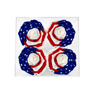 Luxara cua - America 250 Design- 4 Personalized Roses - 100% Real (Preserved-Eternal)