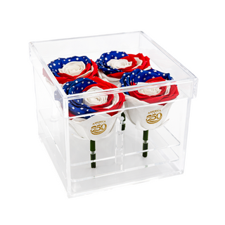 Luxara cua - America 250 Design- 4 Personalized Roses - 100% Real (Preserved-Eternal)