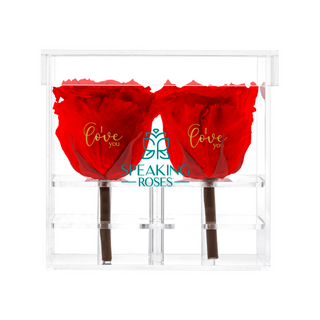 Luxara Cua – I Love you - 4 Personalized Roses - 100% Real (Preserved-Eternal)