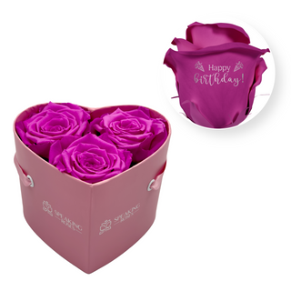 Personalize Your Message - Heart Paper Box (3 Life-Lasting Rose Heads)