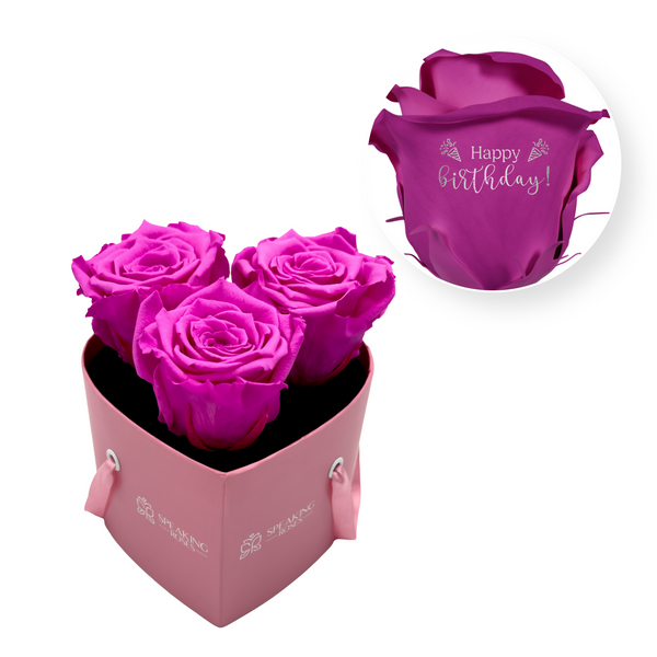 Personalize Your Message - Heart Paper Box (3 Life-Lasting Rose Heads)