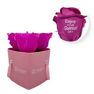 Enjoy your special day! - Heart Paper Box (3 Preserved Heads)