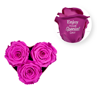 Enjoy your special day! - Heart Paper Box (3 Preserved Heads)