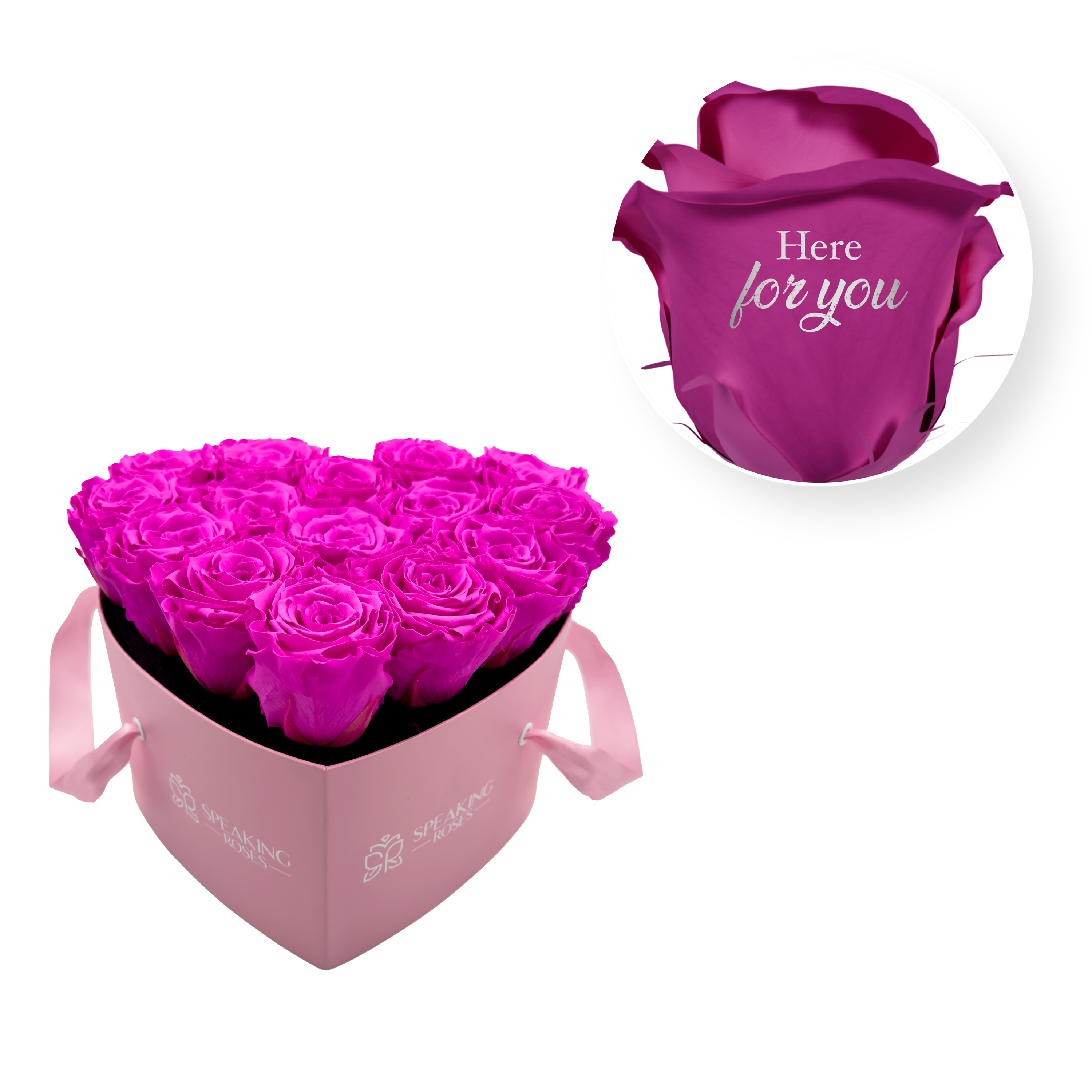 Here for you - Heart Paper Box (15 Preserved Rose Heads)