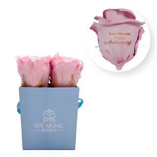 love blooms, happy anniversary!  - Square Paper Box  (4 Preserved Head)