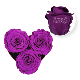 Personalize Your Message - Heart Paper Box (3 Life-Lasting Rose Heads)