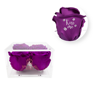 Kiss Me- Square Acrylic Box  (4 Preserved Heads)