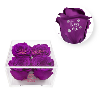 Kiss Me- Square Acrylic Box  (4 Preserved Heads)