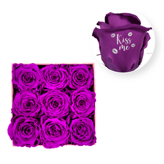 Kiss Me - Square Paper Box (9 Preserved Rose Heads)
