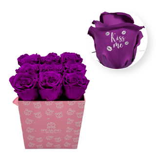Kiss Me - Square Paper Box (9 Preserved Rose Heads)