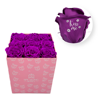 Kiss Me - Square Paper Box (9 Preserved Rose Heads)