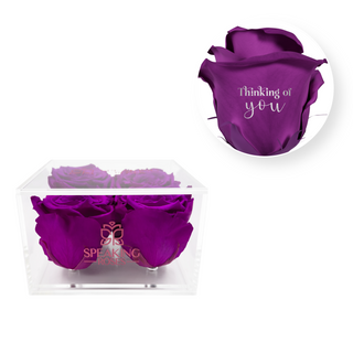 Thinking of you - Square Acrylic Box  (4 Preserved Heads)