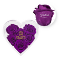 Personalize Your Message - Acrylic Heart Box (6 Life-Lasting Rose Stems)