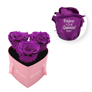 Enjoy your special day! - Heart Paper Box (3 Preserved Heads)