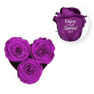 Enjoy your special day! - Heart Paper Box (3 Preserved Heads)