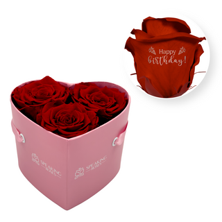Personalize Your Message - Heart Paper Box (3 Life-Lasting Rose Heads)