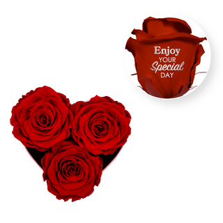 Enjoy your special day! - Heart Paper Box (3 Preserved Heads)