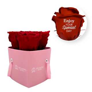 Enjoy your special day! - Heart Paper Box (3 Preserved Heads)