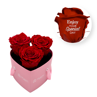 Enjoy your special day! - Heart Paper Box (3 Preserved Heads)