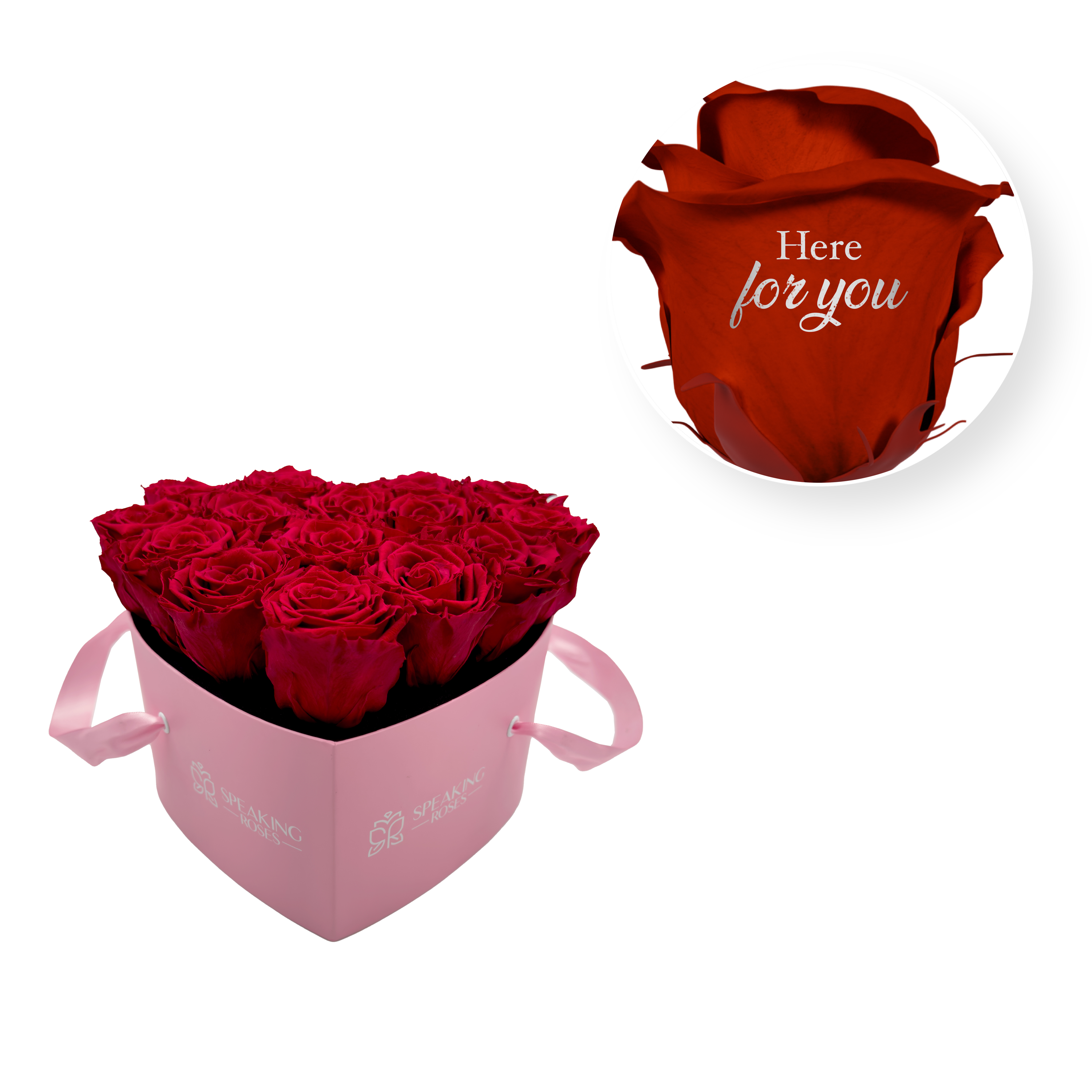 Here for you - Heart Paper Box (15 Preserved Rose Heads)