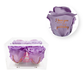I love you more than yesterday - Square Acrylic Box  (4 Preserved Heads)
