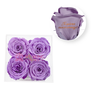 Te quieres casar conmigo? - Square Acrylic Box  (4 Preserved Heads)