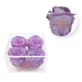 Te quieres casar conmigo? - Square Acrylic Box  (4 Preserved Heads)