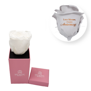 Love blooms, happy anniversary! - Square Paper Box  (1 Preserved Head)
