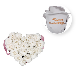 Te quieres casar conmigo? - Heart Paper Box  (20 Preserved Heads)