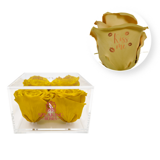 Kiss Me- Square Acrylic Box  (4 Preserved Heads)