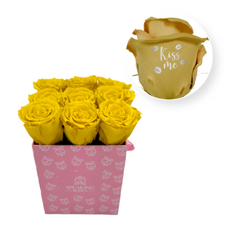 Kiss Me - Square Paper Box (9 Preserved Rose Heads)