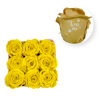 Kiss Me - Square Paper Box (9 Preserved Rose Heads)