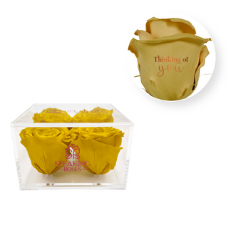Thinking of you - Square Acrylic Box  (4 Preserved Heads)